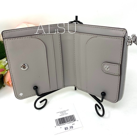 Kate ♠️Spade Small ZIP Bifold Wallet Cameron Grey - Picture 4 of 6